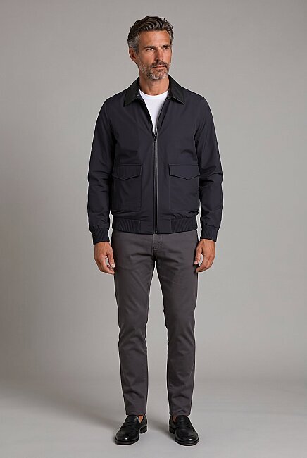 Siyah Regular Fit Mont Yaka Gömlek Polyamid Elastan (4)
