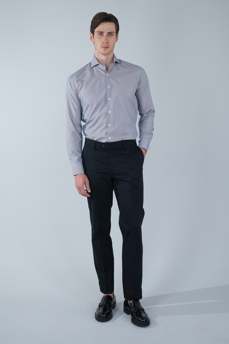 Regular Fit Napoli Yaka Uzun Kol Pamuk Yeşil Erkek Gömlek - 5