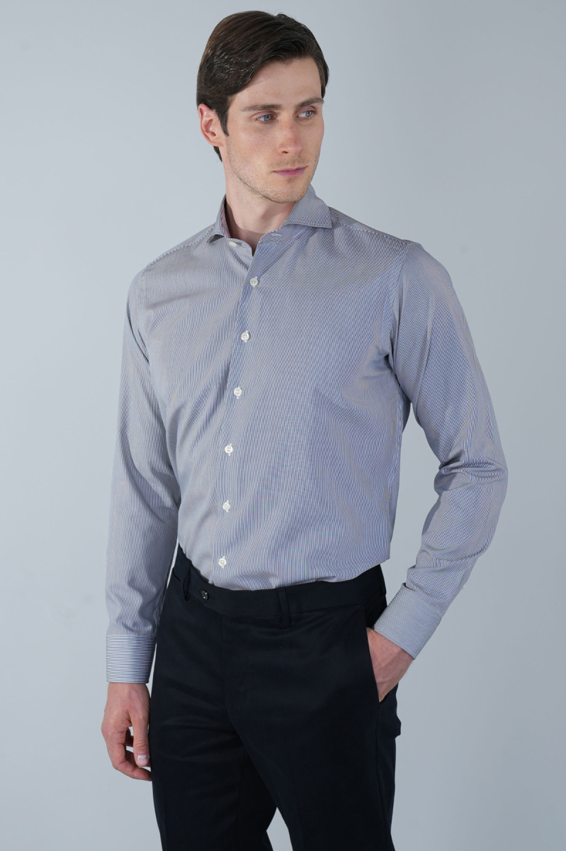 Regular Fit Napoli Yaka Uzun Kol Pamuk Yeşil Erkek Gömlek - 1