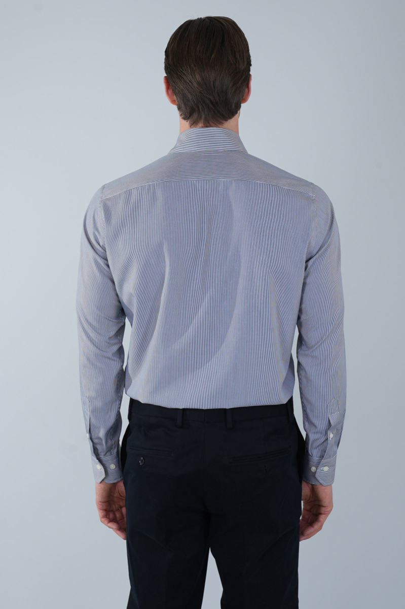 Regular Fit Napoli Yaka Uzun Kol Pamuk Yeşil Erkek Gömlek - 2