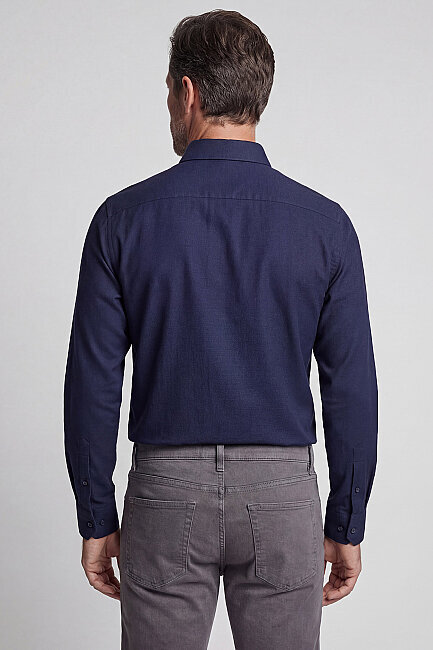 Regular Fit Pal Yaka Pamuk Lacivert Spor Erkek Gömlek - 2