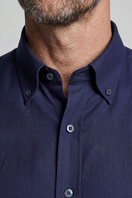 Regular Fit Pal Yaka Pamuk Lacivert Spor Erkek Gömlek - 3