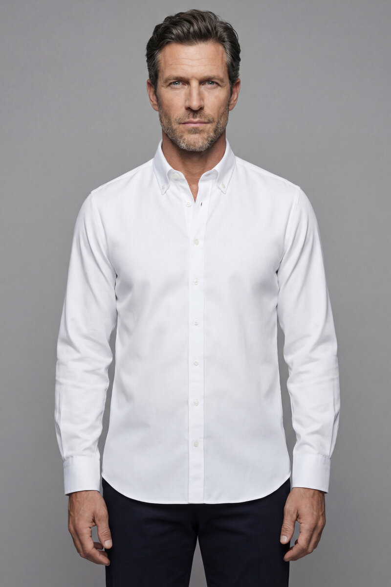 Regular Fit Pamuk Beyaz Erkek Gömlek - 1