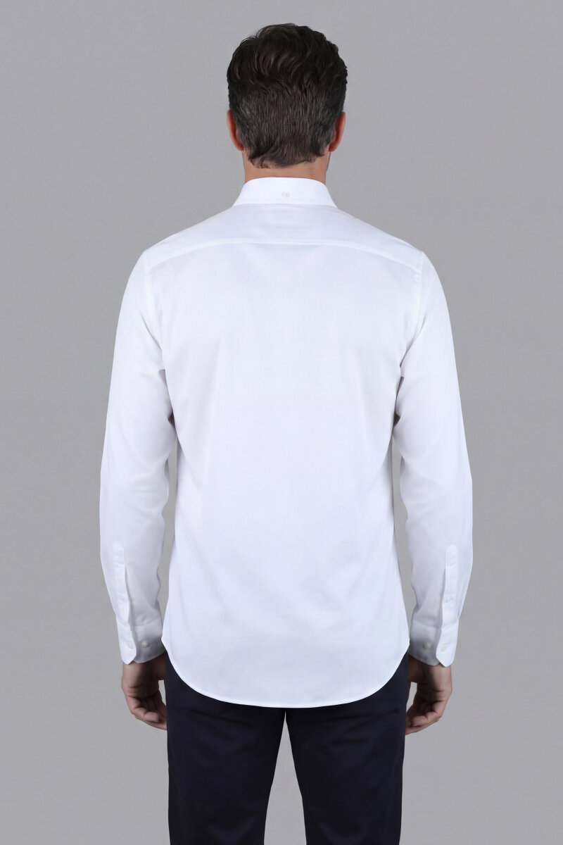 Regular Fit Pamuk Beyaz Erkek Gömlek - 2