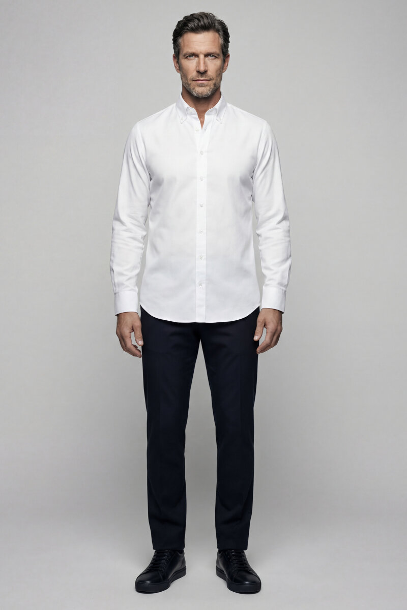Regular Fit Pamuk Beyaz Erkek Gömlek - 4