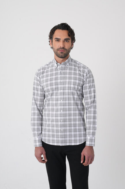 Regular Fit Pamuk Gri Erkek Gömlek