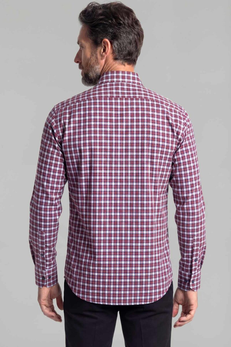 Regular Fit Pamuk Kırmızı Erkek Gömlek - 2