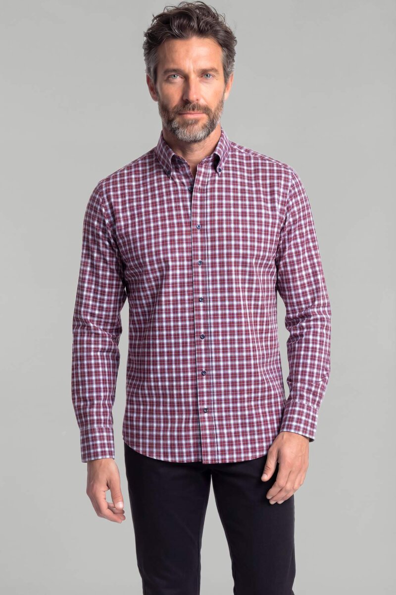 Regular Fit Pamuk Kırmızı Erkek Gömlek - 1