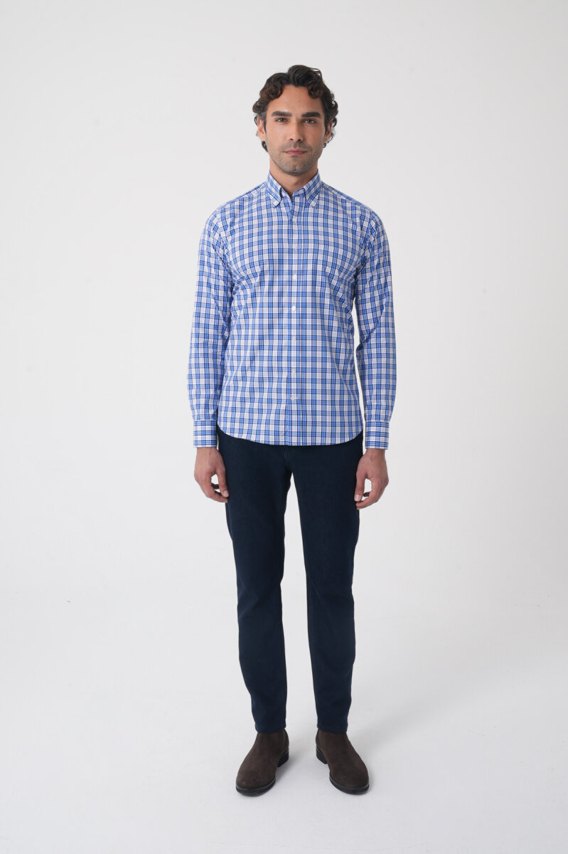 Regular Fit Pamuk Koyu Mavi Erkek Gömlek (1)