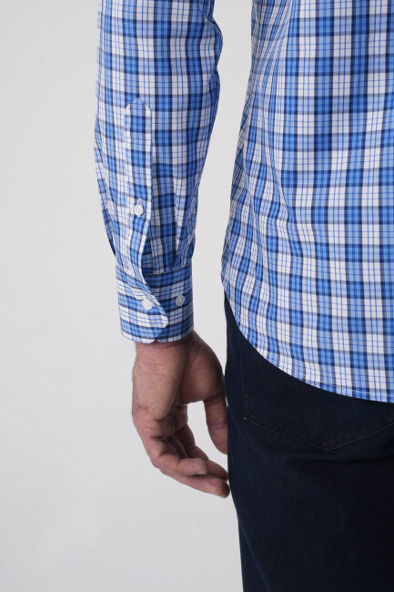 Regular Fit Pamuk Koyu Mavi Erkek Gömlek - 6