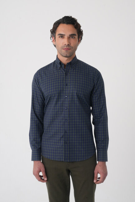 Regular Fit Pamuk Lacivert Erkek Gömlek