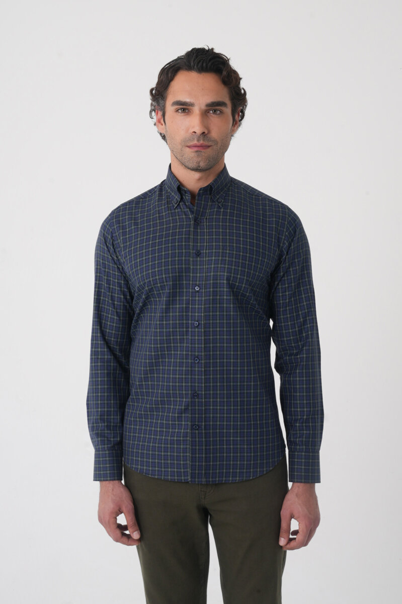 Regular Fit Pamuk Lacivert Erkek Gömlek