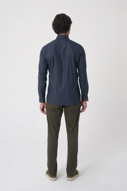 Regular Fit Pamuk Lacivert Erkek Gömlek - 5