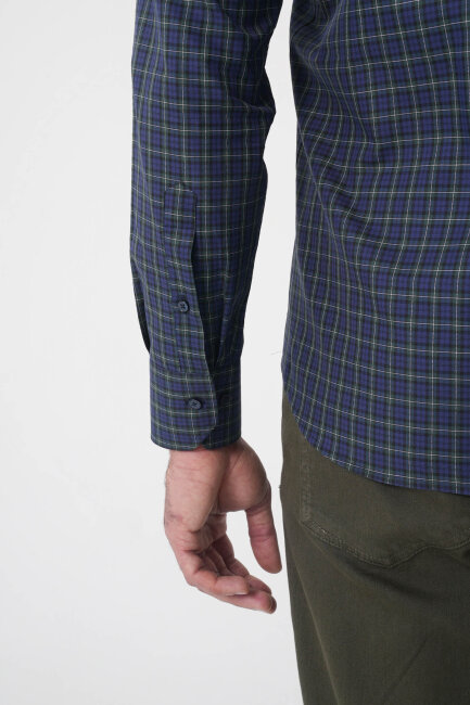 Regular Fit Pamuk Lacivert Erkek Gömlek - 7