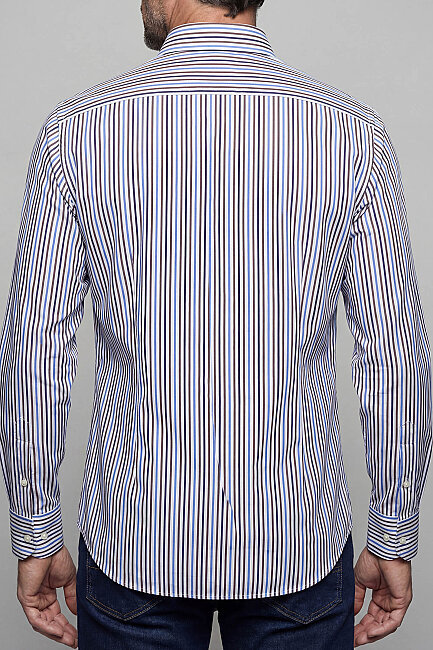 Regular Fit Pamuk Lacivert Kahve Erkek Gömlek - 2