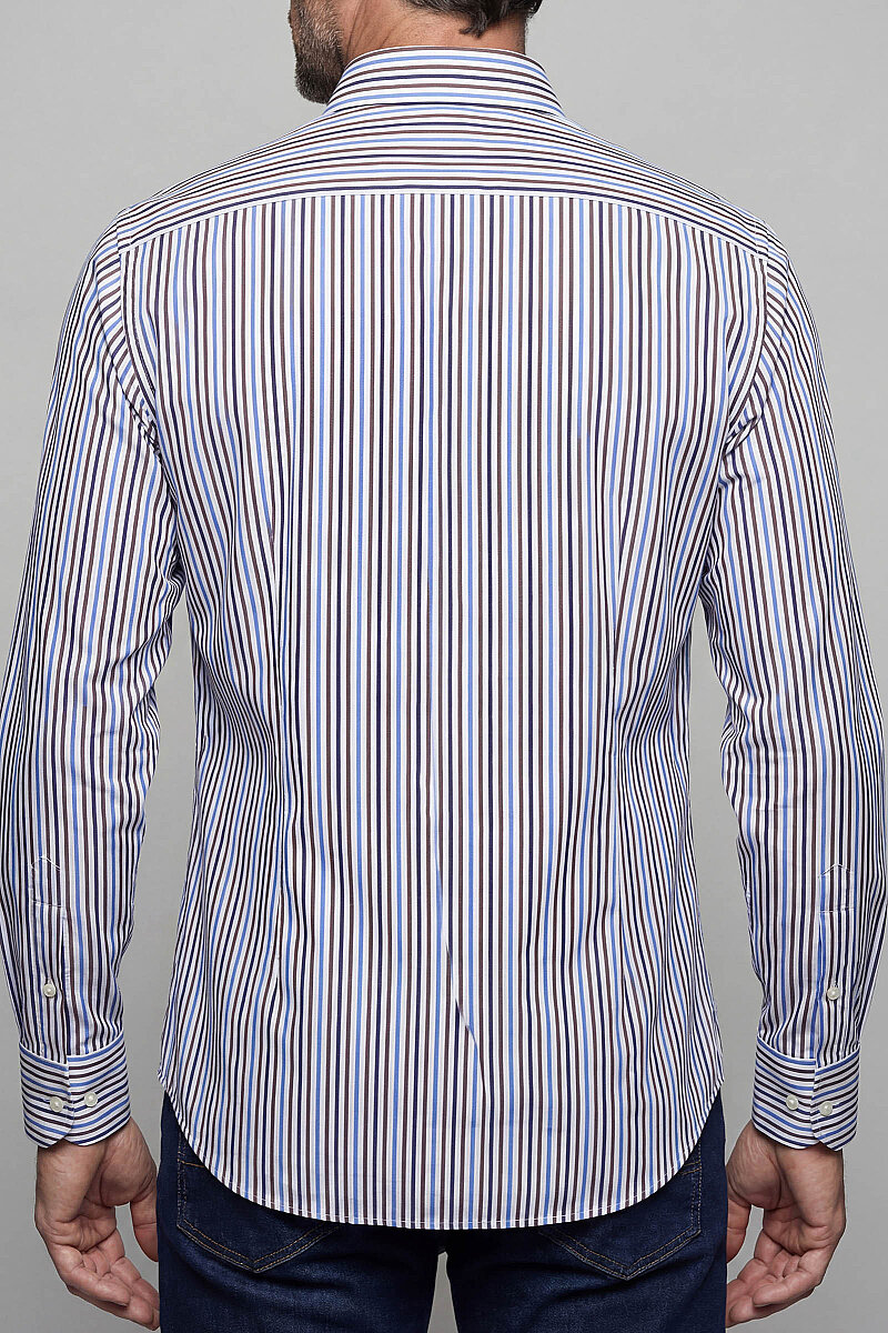 Regular Fit Pamuk Lacivert Kahve Erkek Gömlek - 2