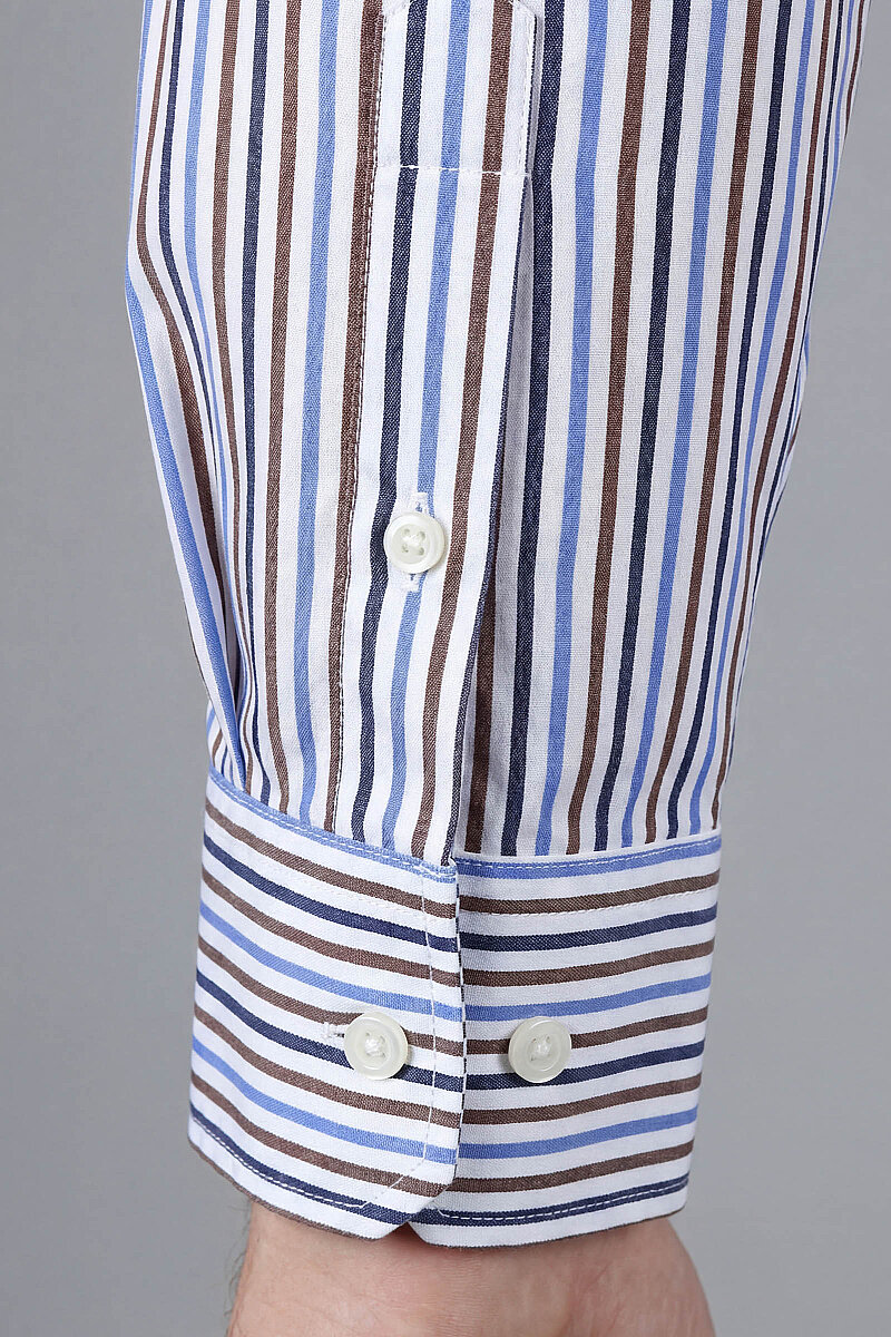 Regular Fit Pamuk Lacivert Kahve Erkek Gömlek - 4