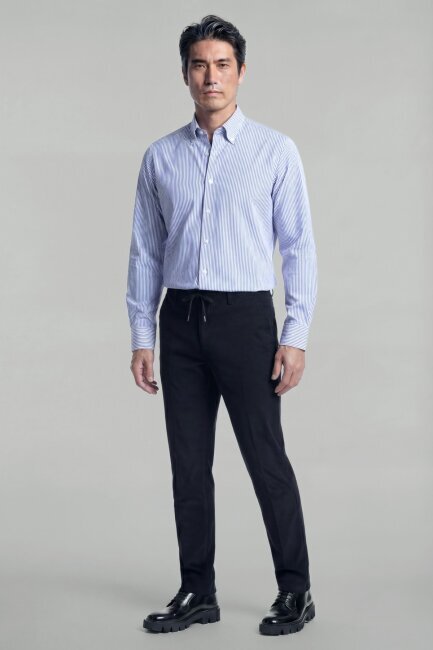 Regular Fit Pamuk Mavi Cepsiz Erkek Gömlek - 4