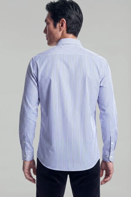 Regular Fit Pamuk Mavi Cepsiz Erkek Gömlek - 2