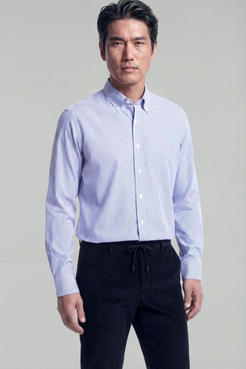 Regular Fit Pamuk Mavi Cepsiz Erkek Gömlek - 3