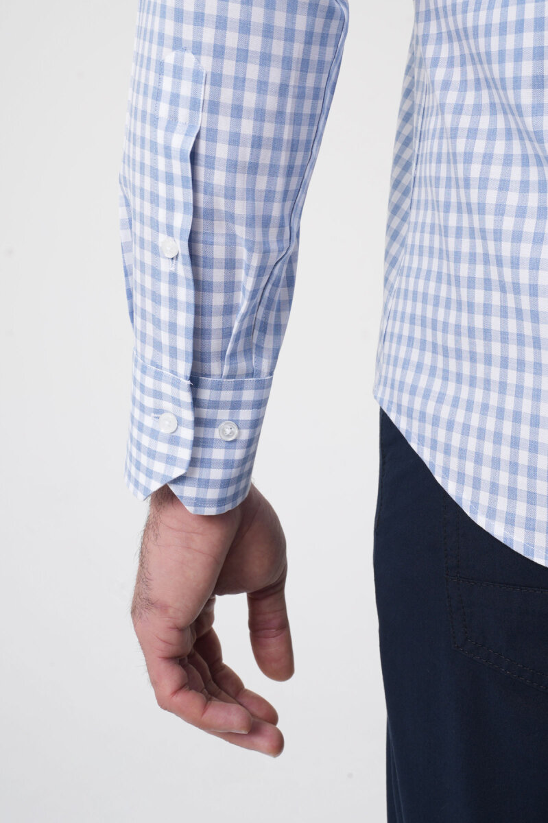 Regular Fit Pamuk Mavi Erkek Gömlek - 7