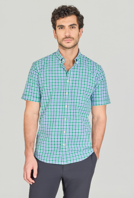 Regular Fit Paşa Yaka Pamuk Yeşil Erkek Gömlek (1)