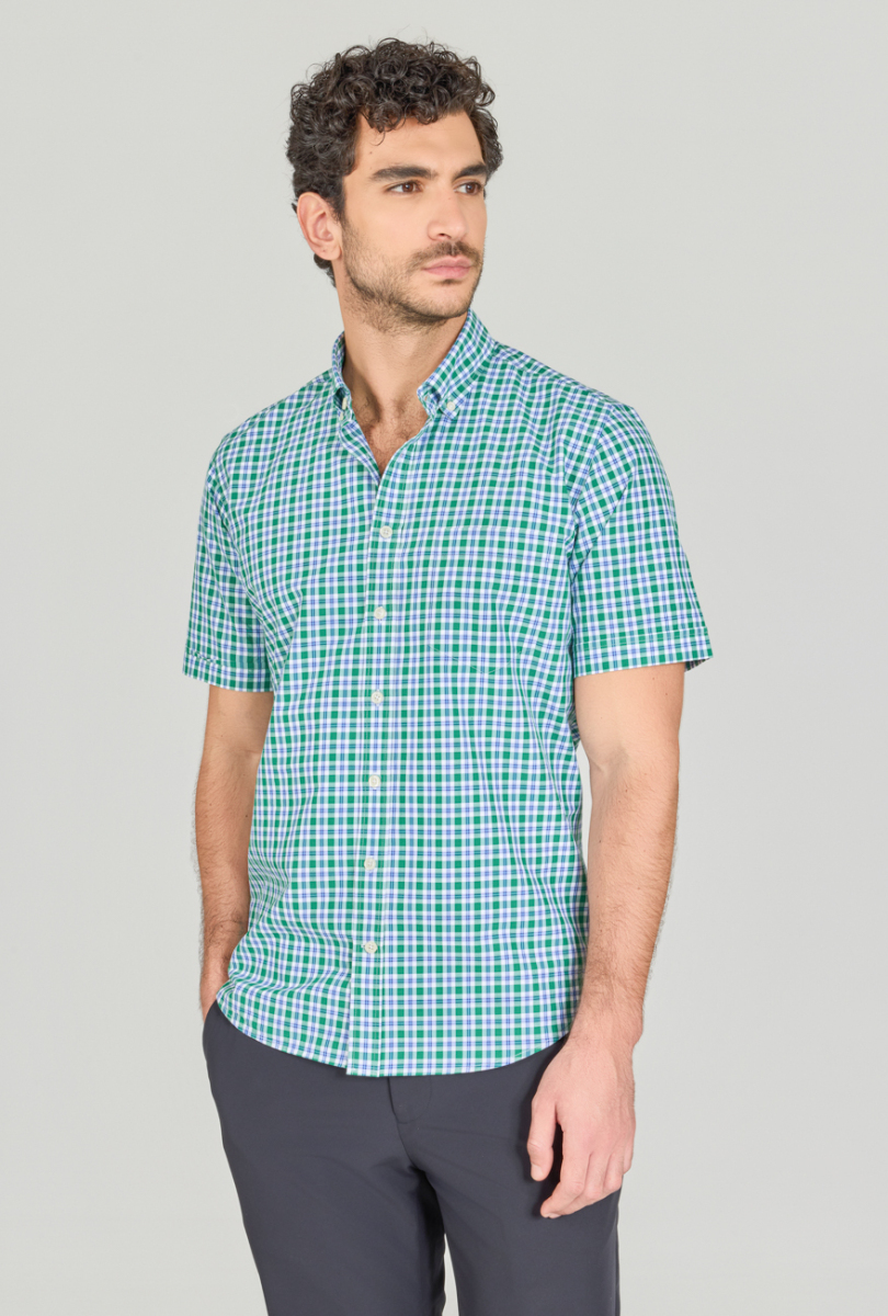 Regular Fit Paşa Yaka Pamuk Yeşil Erkek Gömlek - 3