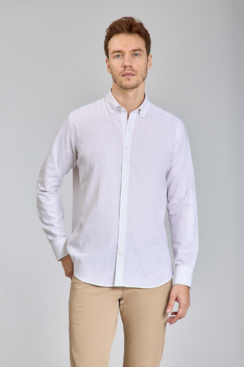PASHA COLLAR REGULAR FIT UK SHIRT T. POCKET Beige