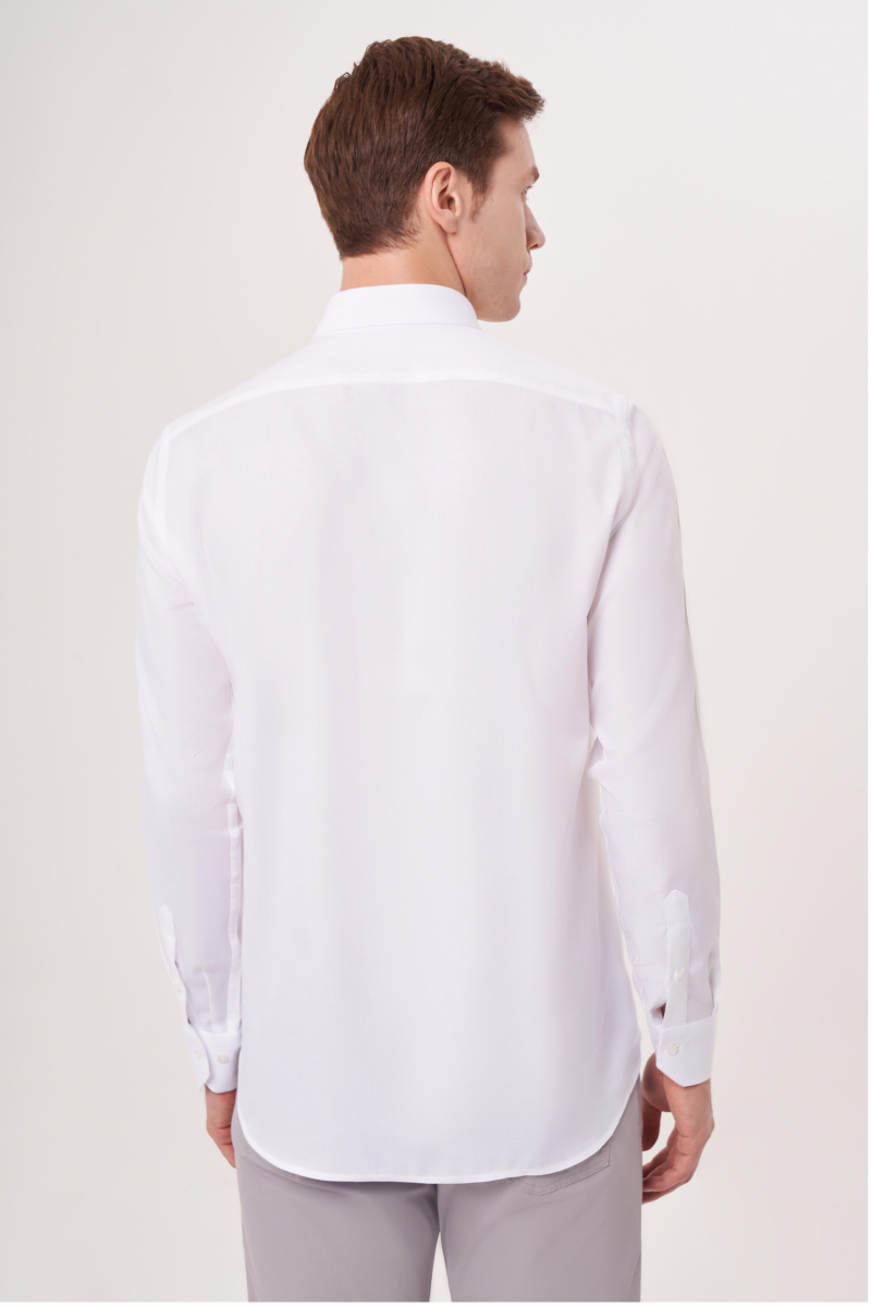 Regular Fit Paşa Yaka Beyaz Erkek Gömlek - 2