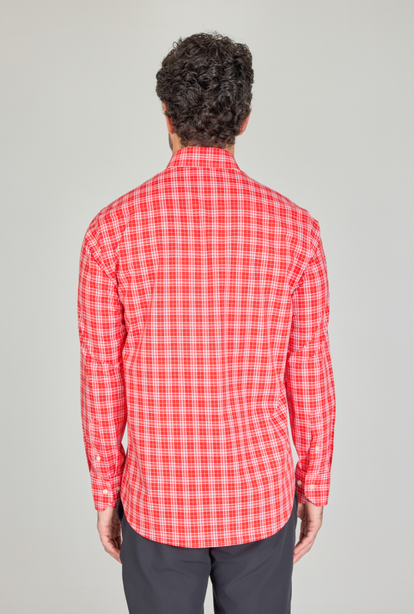 Regular Fit Paşa Yaka Cepsiz Kırmızı Pamuk Erkek Gömlek - 3