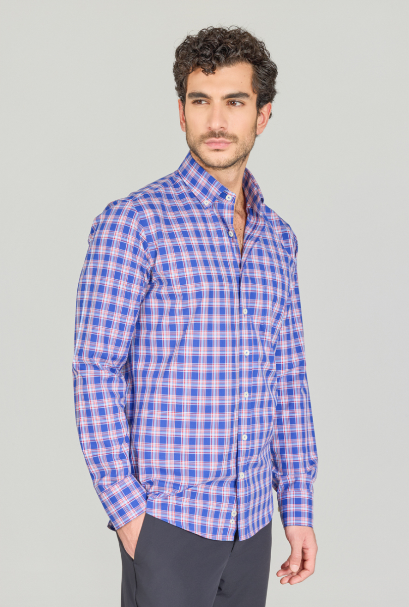 Regular Fit Paşa Yaka Cepsiz Lacivert Pamuk Erkek Gömlek (1)