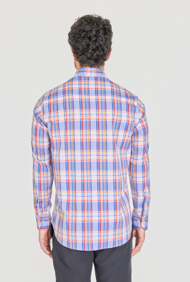 Regular Fit Paşa Yaka Cepsiz Mavi Pamuk Erkek Gömlek - 3