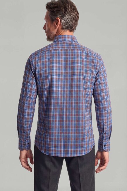 Regular Fit Paşa Yaka Cepsiz Pamuk Kahve Erkek Gömlek - 2