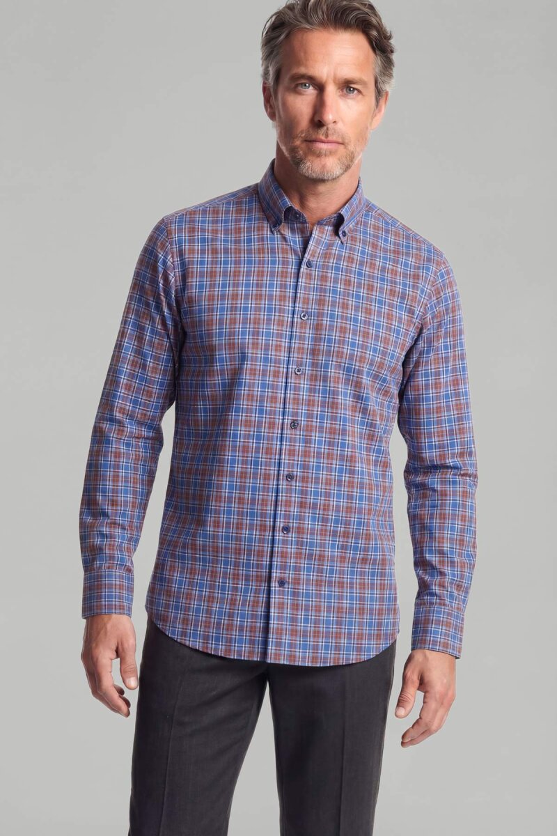 Regular Fit Paşa Yaka Cepsiz Pamuk Kahve Erkek Gömlek - 1