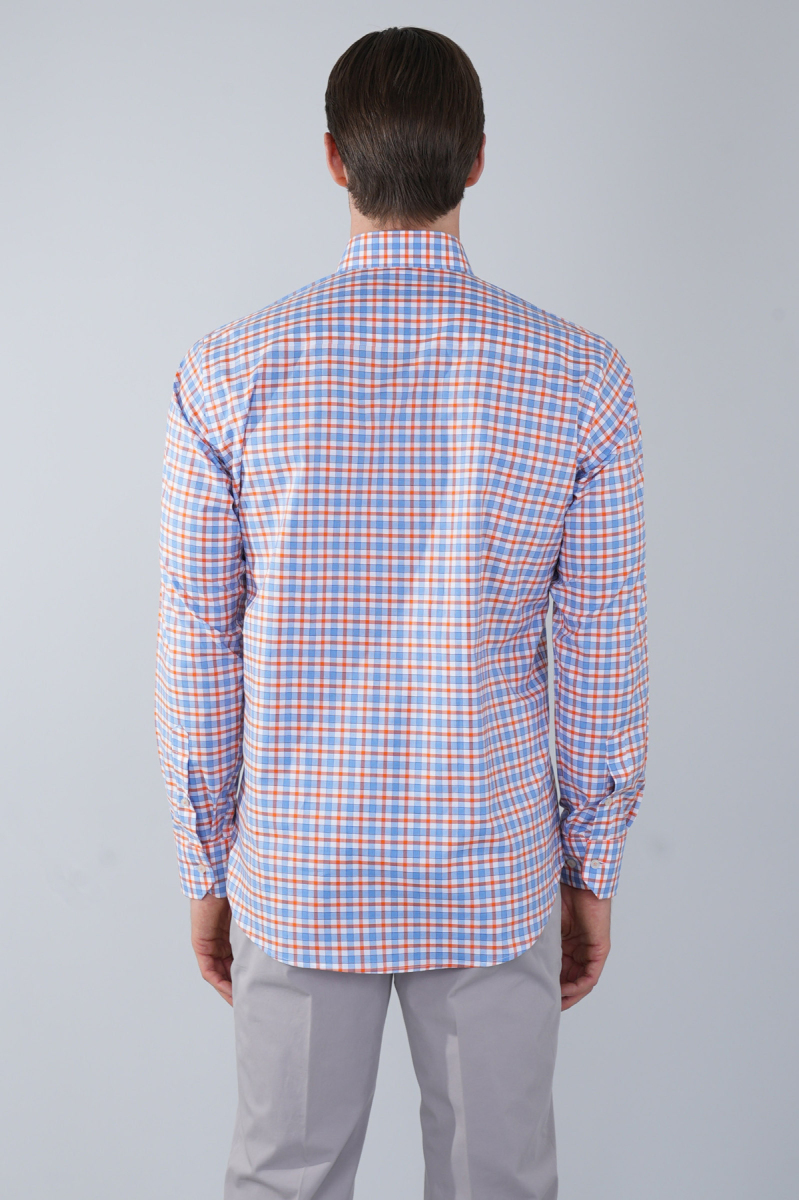 Regular Fit Paşa Yaka Cepsiz Turuncu Pamuk Erkek Gömlek (1)