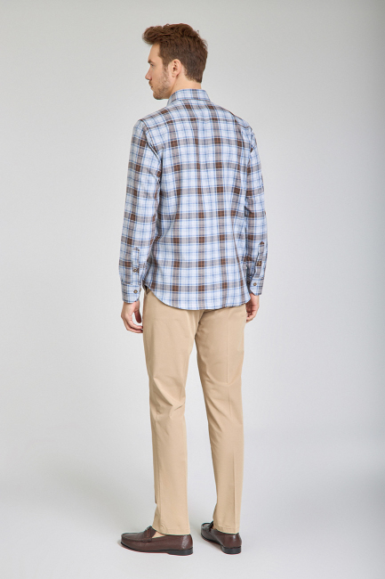 Regular Fit Paşa Yaka Desenli Pamuk Erkek Gömlek - 6