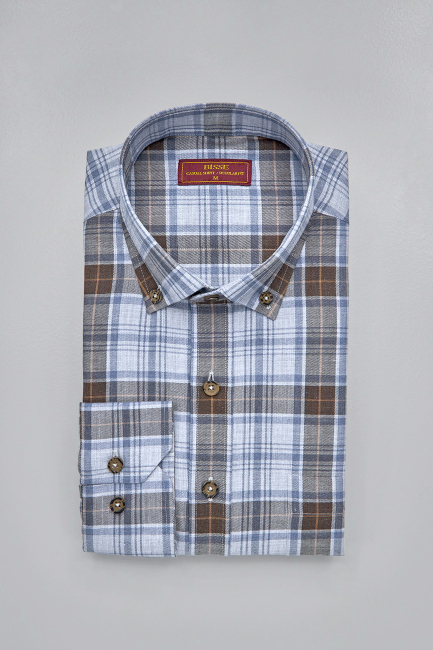 Regular Fit Paşa Yaka Desenli Pamuk Erkek Gömlek - 3