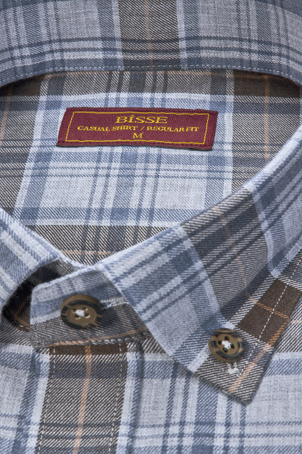 Regular Fit Paşa Yaka Desenli Pamuk Erkek Gömlek - 4