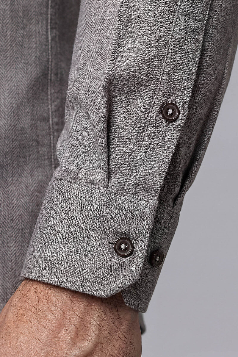 Regular Fit Paşa Yaka Düğmeli Pamuk Kahve Erkek Gömlek - 4