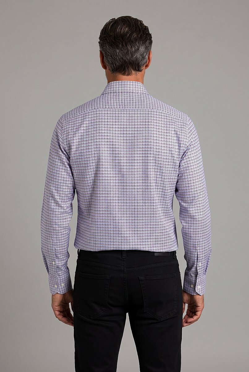Bordo Regular Fit Pamuk Paşa Yaka Ekose Gömlek - 2