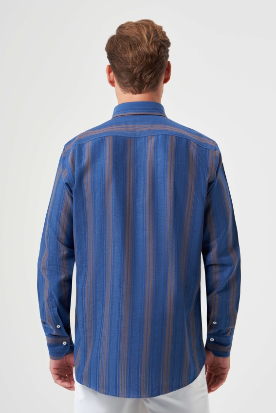 Regular Fit Paşa Yaka Kahve Basic Erkek Gömlek - 2