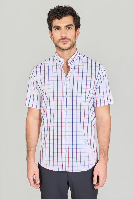 Regular Fit Paşa Yaka Kırmızı Pamuk Erkek Gömlek