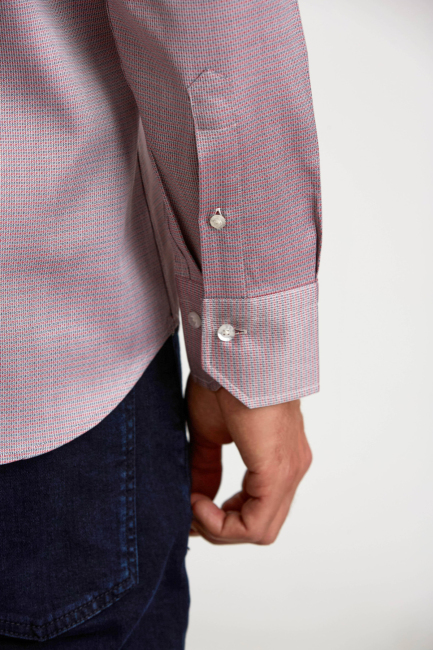 Regular Fit Paşa Yaka Kırmızı Spor Erkek Gömlek - 3