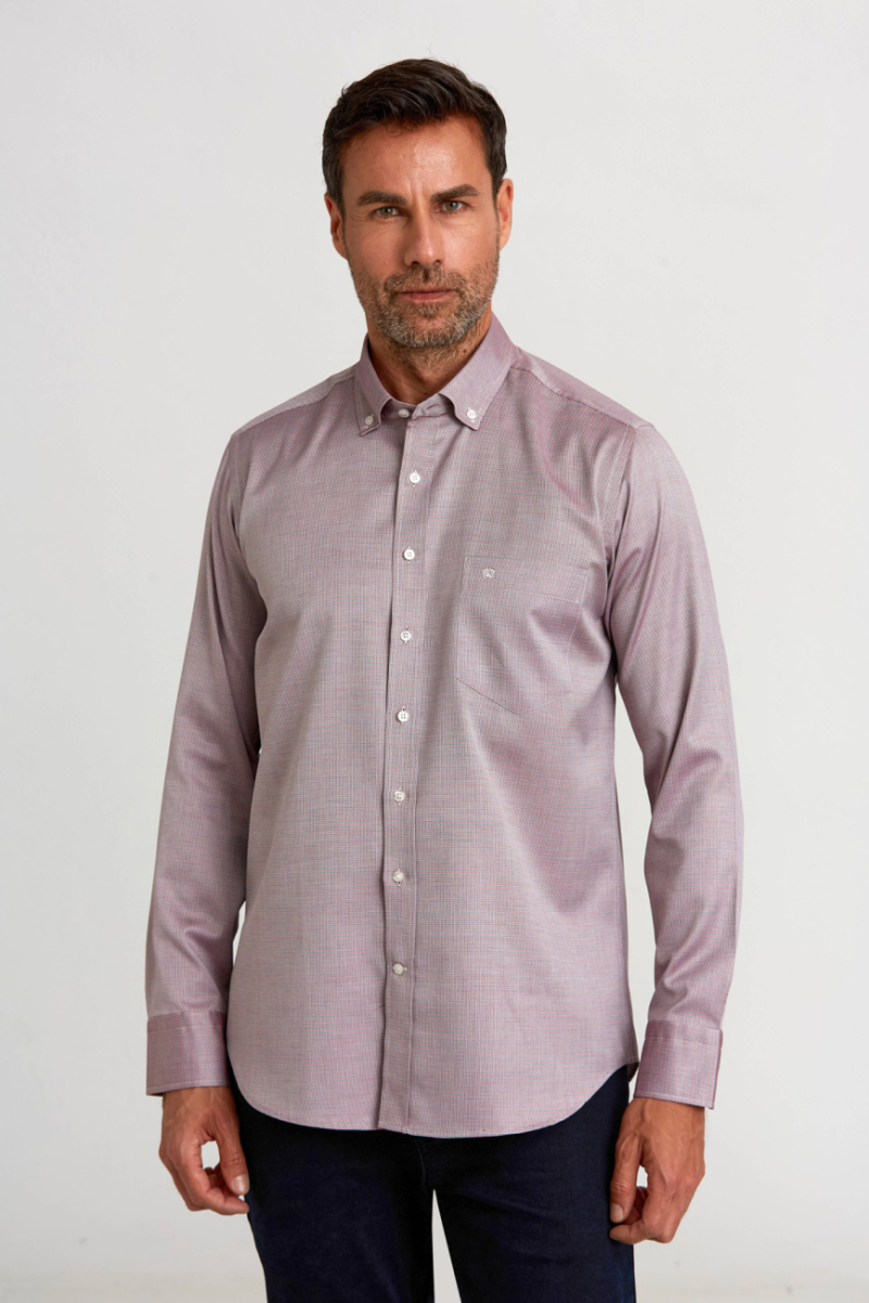 Regular Fit Paşa Yaka Kırmızı Spor Erkek Gömlek - 1