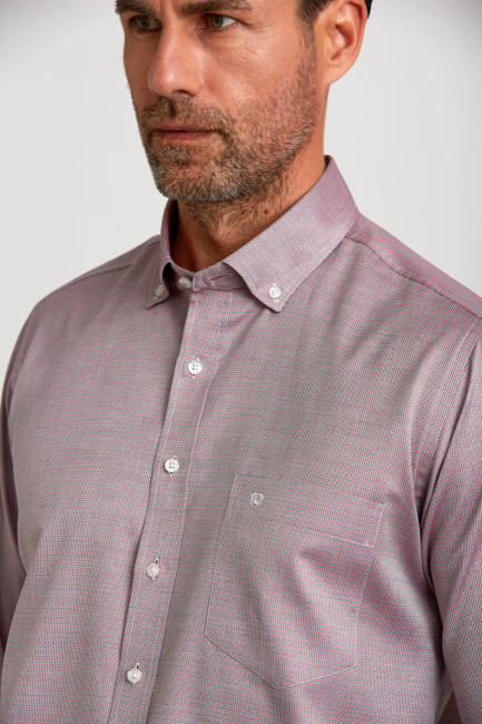 Regular Fit Paşa Yaka Kırmızı Spor Erkek Gömlek - 5