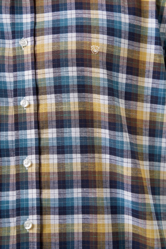 Regular Fit Paşa Yaka Lacivert Ekoseli Spor Erkek Gömlek - 3