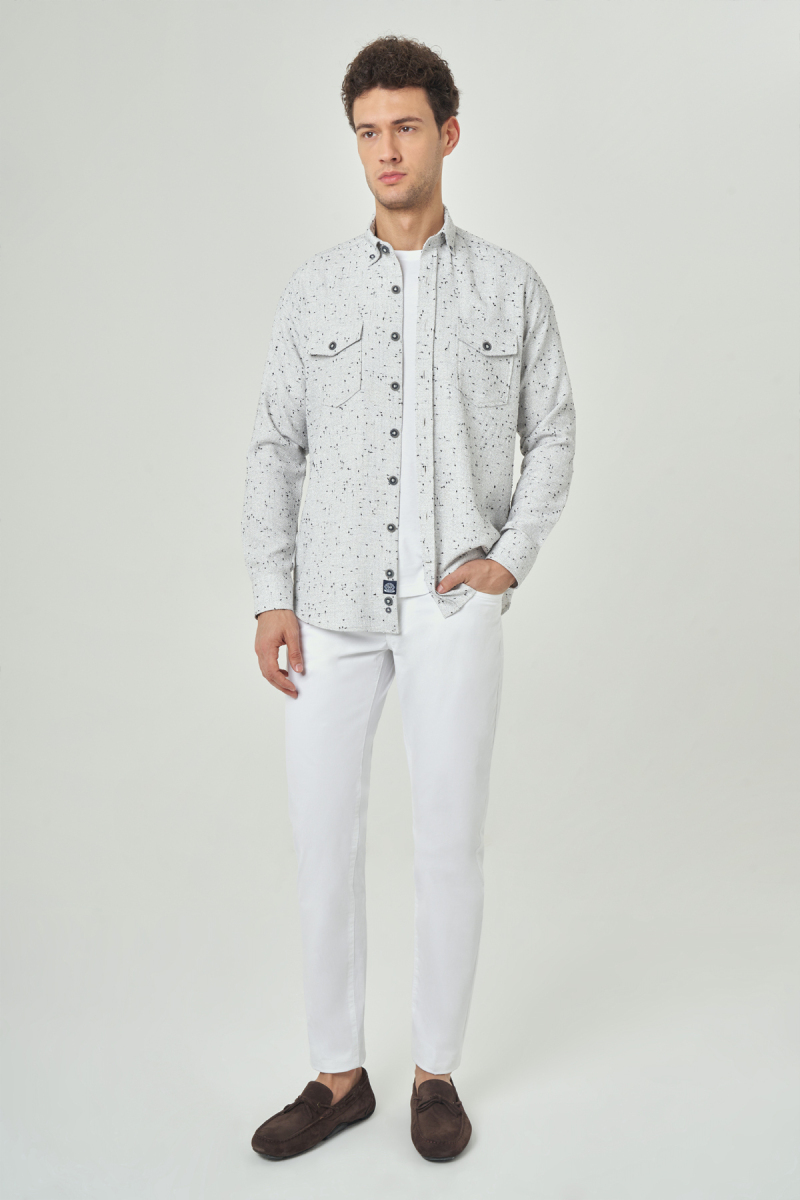 Regular Fit Paşa Yaka Lacivert Spor Erkek Gömlek - 4