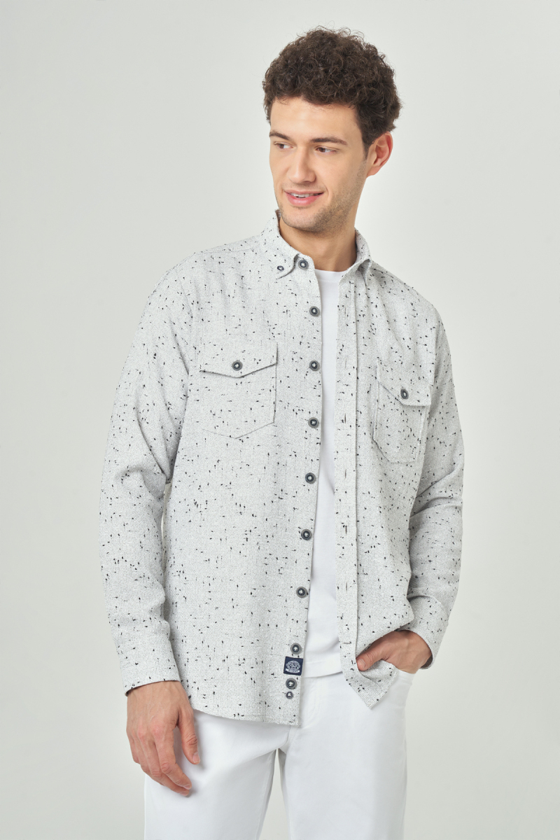 Regular Fit Paşa Yaka Lacivert Spor Erkek Gömlek - 1