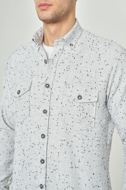 Regular Fit Paşa Yaka Lacivert Spor Erkek Gömlek - 3