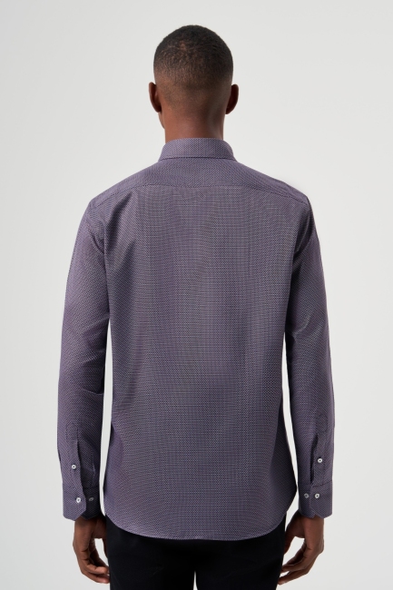 Regular Fit Paşa Yaka Lila Basic Spor Erkek Gömlek - 2